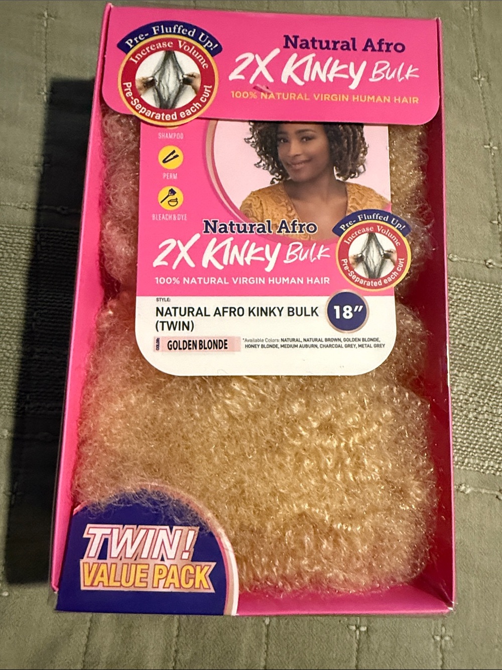 2X Kinky Bulk 18" - Golden Blonde Twin Value Pack new in box